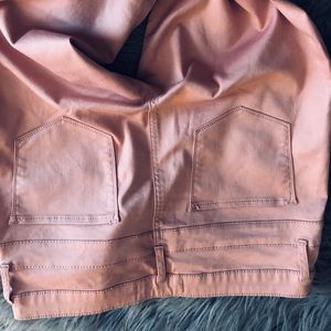 Blush pink skinny jeans